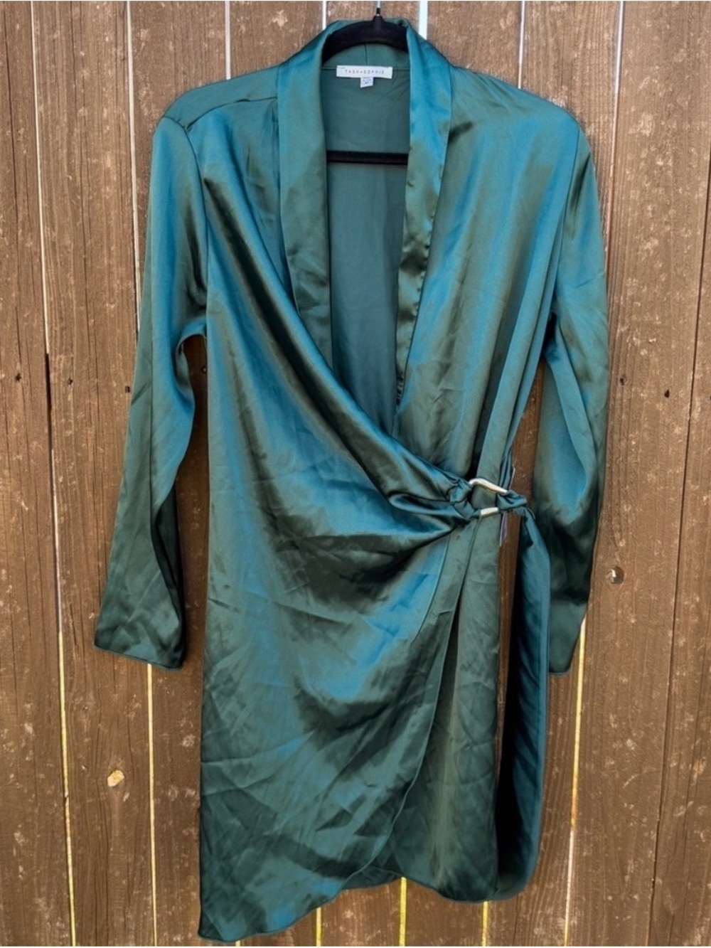 NWT Silky Teal Wrap Dress with Side Buckle